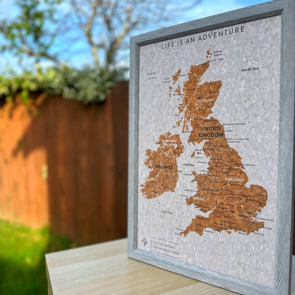 UK Pin Map Travel Gift Cork Board