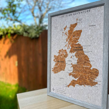 UK Pin Map Travel Gift Cork Board