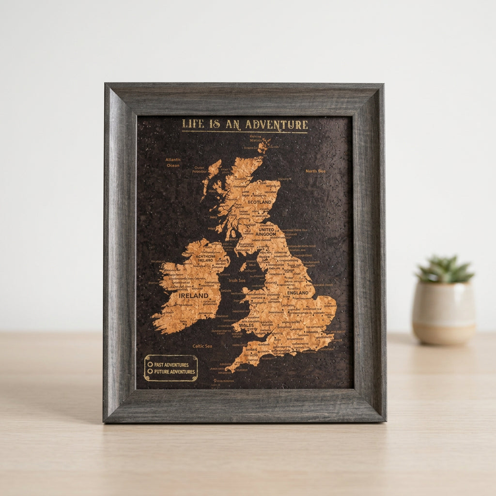 UK Cork Map With Push In Pins Travel Gift