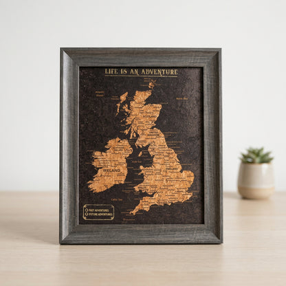 UK Cork Map With Push In Pins Travel Gift