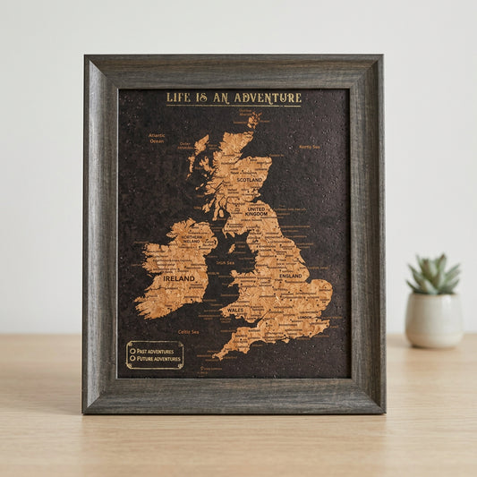 UK Cork Map With Push In Pins Travel Gift