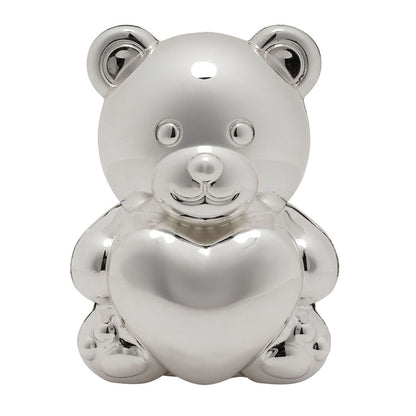Bambino Silver Plated Money Box - Bear & Heart