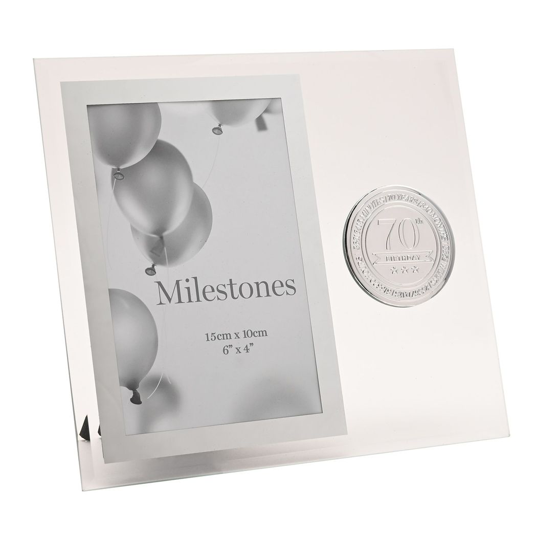 Milestones Glass Frame with Metal Badge 4" x 6" - 70