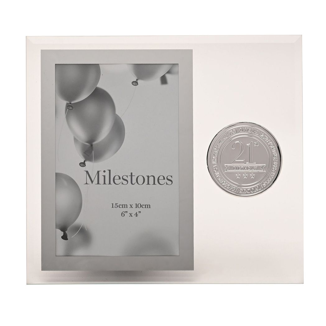 Milestones Glass Frame with Metal Badge 4" x 6" - 21