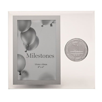Milestones Glass Frame with Metal Badge 4" x 6" - 21