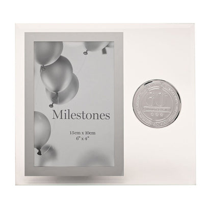 Milestones Glass Frame with Metal Badge 4" x 6" - 60