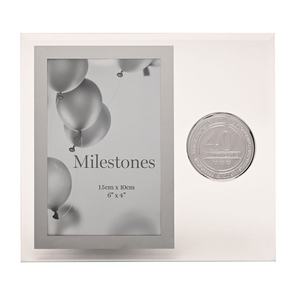 Milestones Glass Frame with Metal Badge 4" x 6" - 40