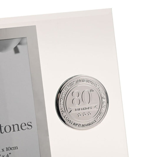 80th Birthday Gift  Photo  Frame with Metal Badge 4" x 6"