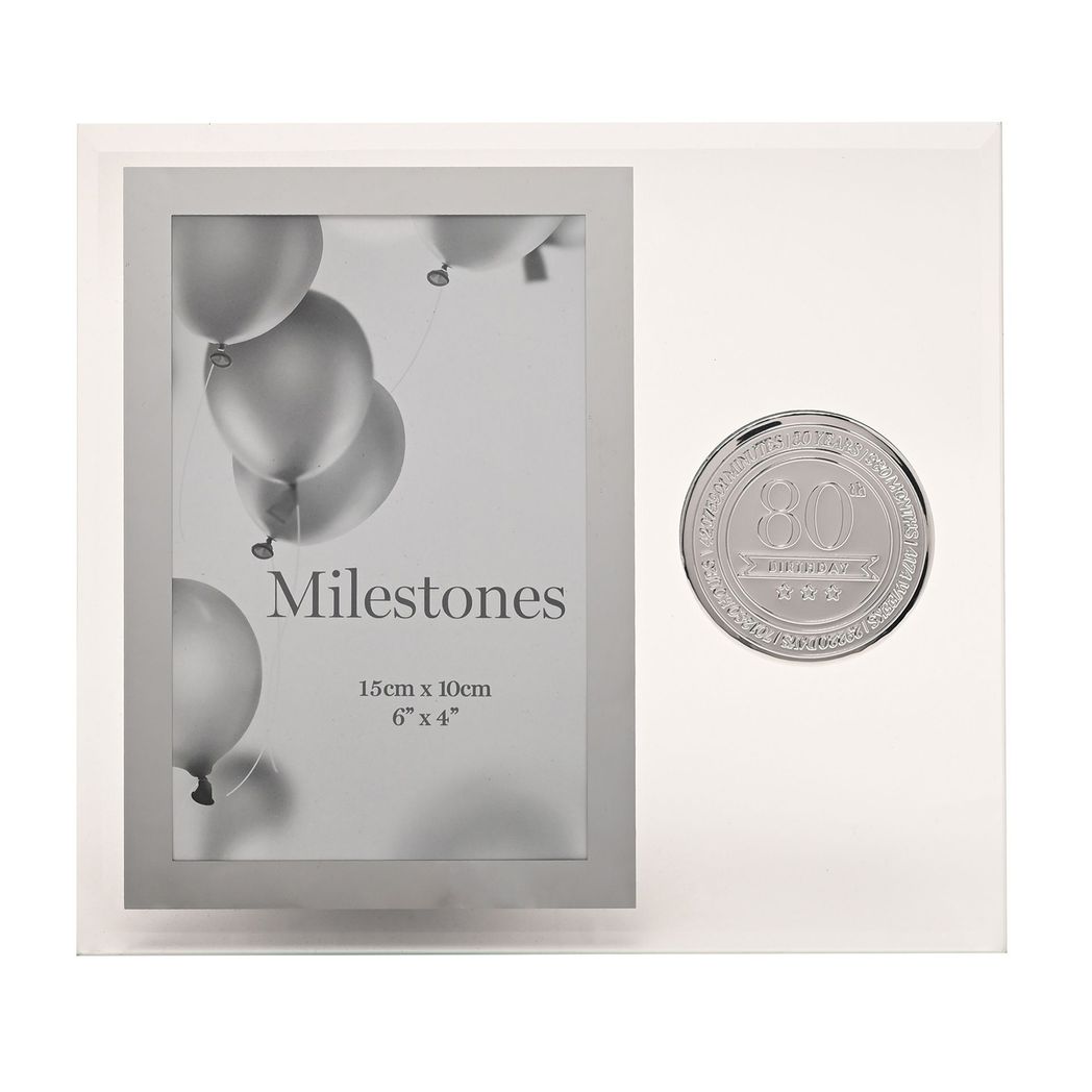 Milestones Glass Frame with Metal Badge 4" x 6" - 80