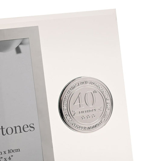 40th Birthday Gift Photo  Frame with Metal Badge 4" x 6"