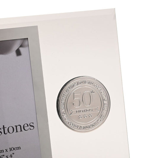 50th Birthday Gift Photo  Frame with Metal Badge 4" x 6"