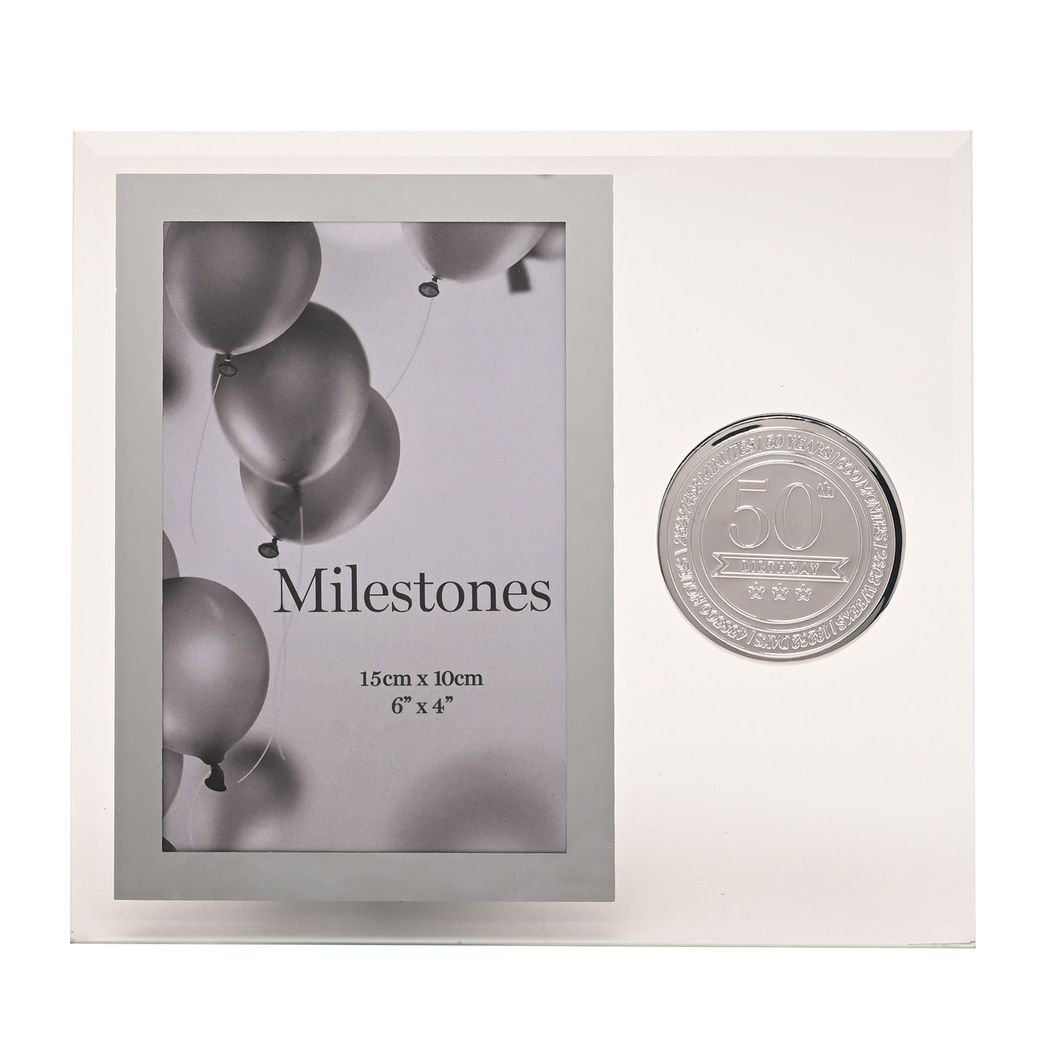 Milestones Glass Frame with Metal Badge 4" x 6" - 50