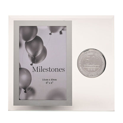 Milestones Glass Frame with Metal Badge 4" x 6" - 50