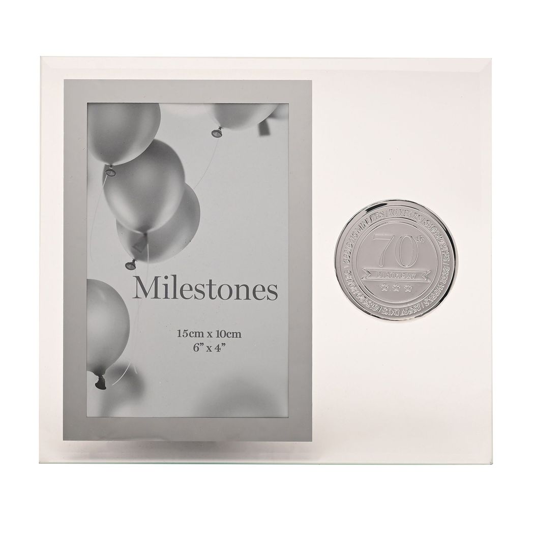 Milestones Glass Frame with Metal Badge 4" x 6" - 70