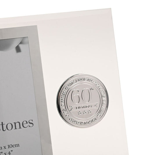 60th Birthday Gift Photo  Frame with Metal Badge 4" x 6" -