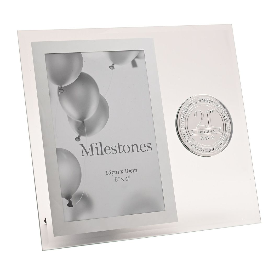 Milestones Glass Frame with Metal Badge 4" x 6" - 21