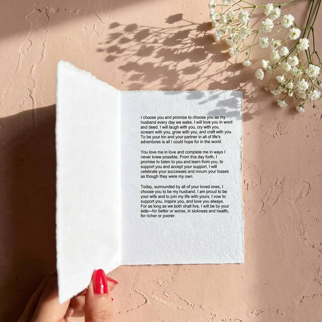 Vow Books Personalised Wedding Reading Cotton Cards