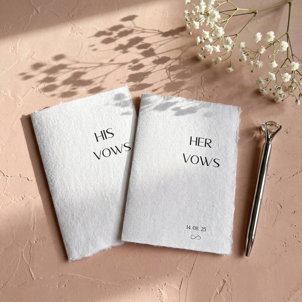 Vow Books Personalised Wedding Vow Cards Cotton Paper