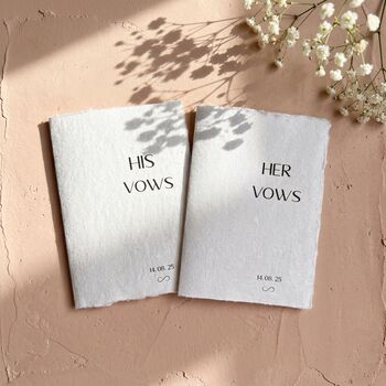 Vow Books Personalised Wedding Vow Cards Cotton Paper