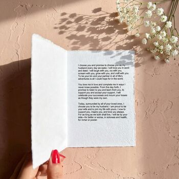 Vow Books Personalised Wedding Vow Cards Cotton Paper