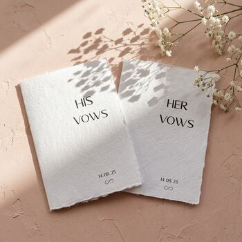 Vow Books Personalised Wedding Vow Cards Cotton Paper