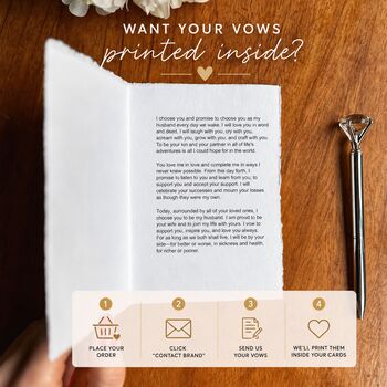 Vow Books Personalised Wedding Vow Cards Cotton Paper