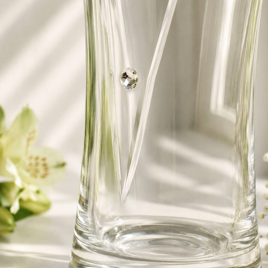 Wedding Anniversary Gift Engraved Crystal Glass Vase