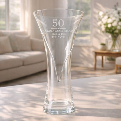 Wedding Anniversary Gift Engraved Crystal Glass Vase
