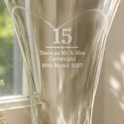 Wedding Anniversary Gift Engraved Crystal Glass Vase