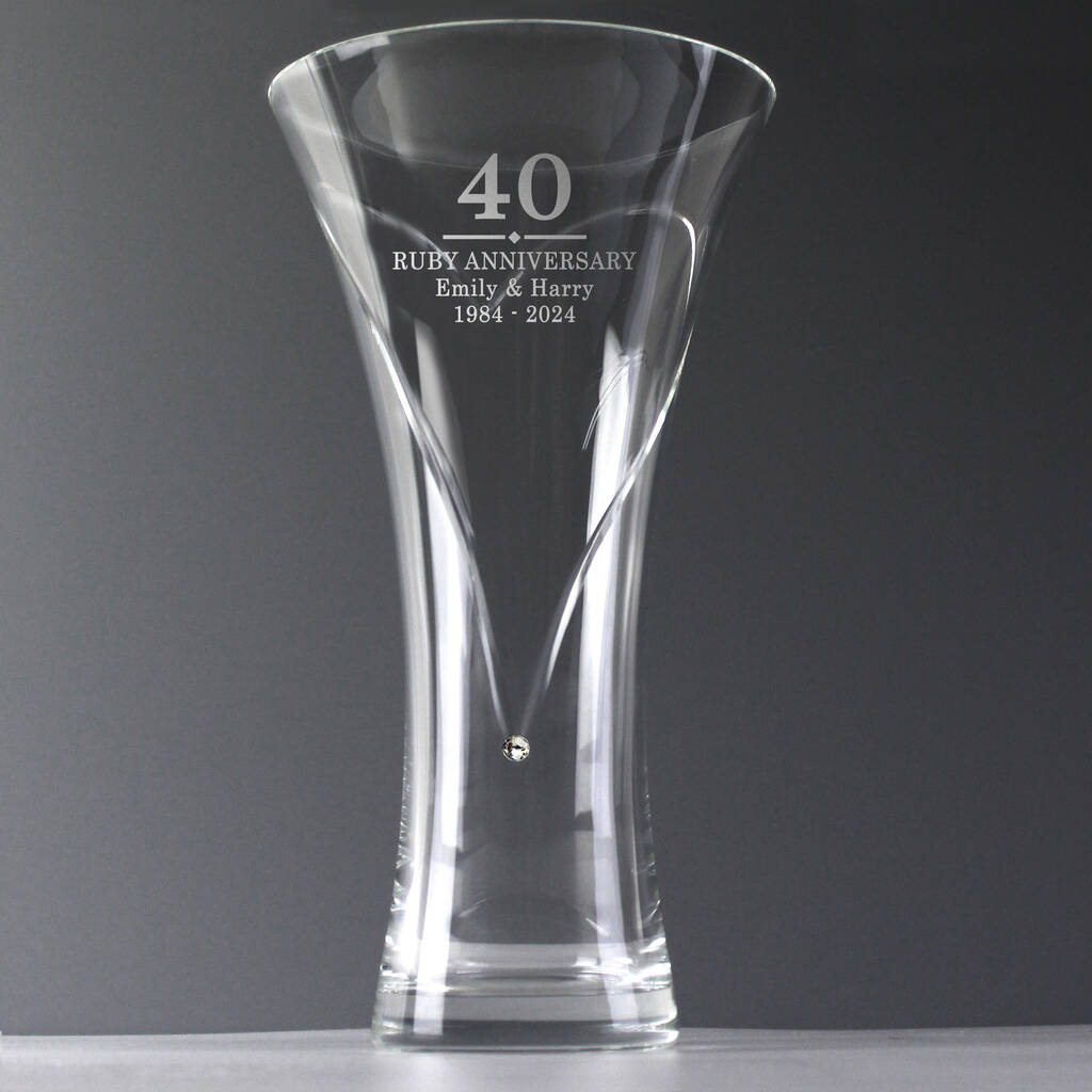 Wedding Anniversary Gift Engraved Crystal Glass Vase