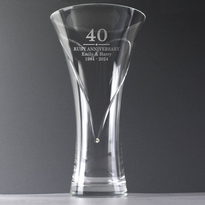 Wedding Anniversary Gift Engraved Crystal Glass Vase