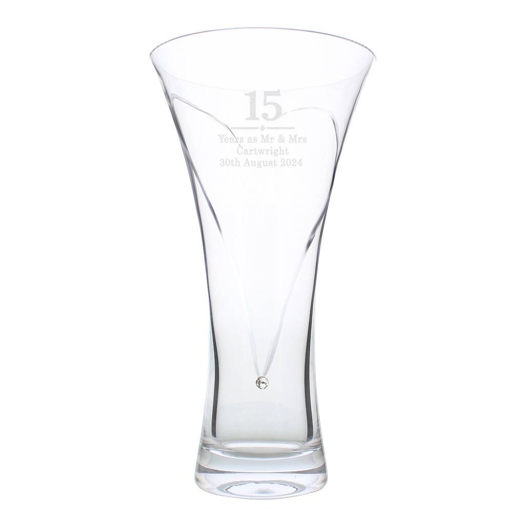 Wedding Anniversary Gift Engraved Crystal Glass Vase