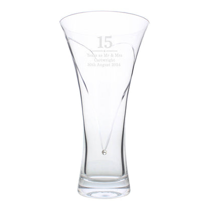 Wedding Anniversary Gift Engraved Crystal Glass Vase