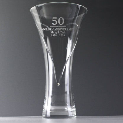 Wedding Anniversary Gift Engraved Crystal Glass Vase