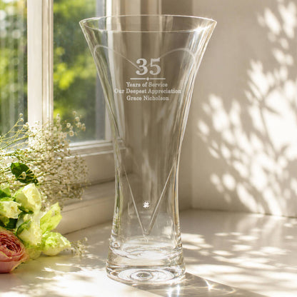 Wedding Anniversary Gift Engraved Crystal Glass Vase