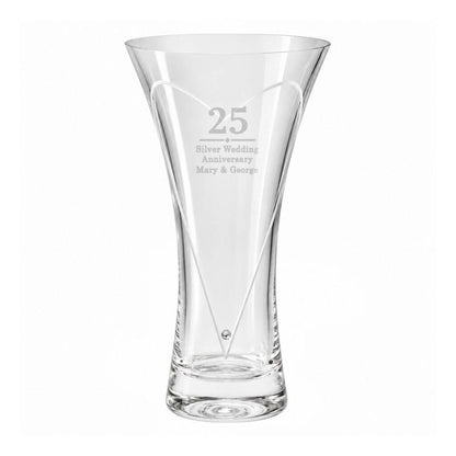 Wedding Anniversary Gift Engraved Crystal Glass Vase