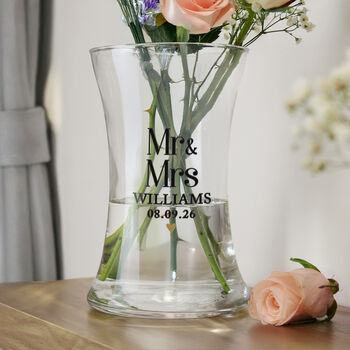 Wedding Anniversary Gifts For Couples Personalised Glass Flower Vase