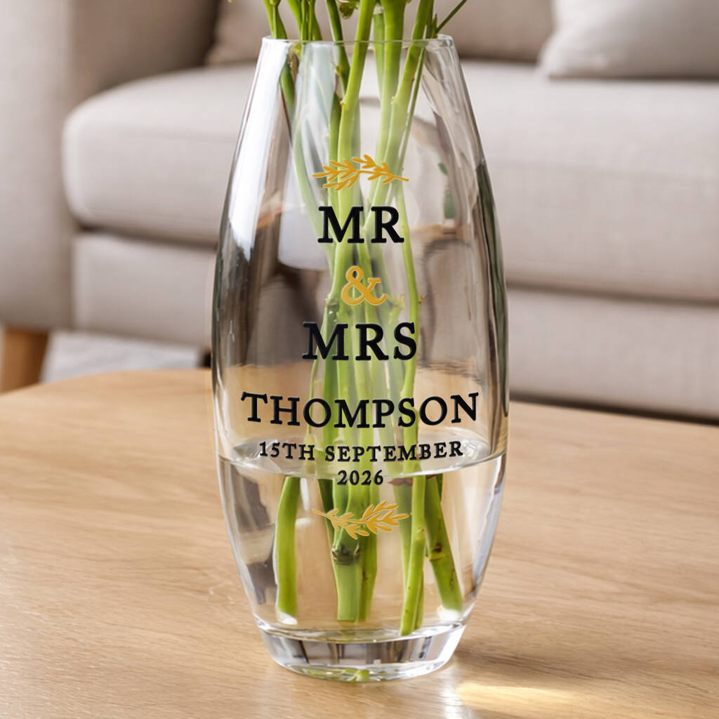 Wedding Anniversary Gifts Personalised Flower Vase Mr And Mrs