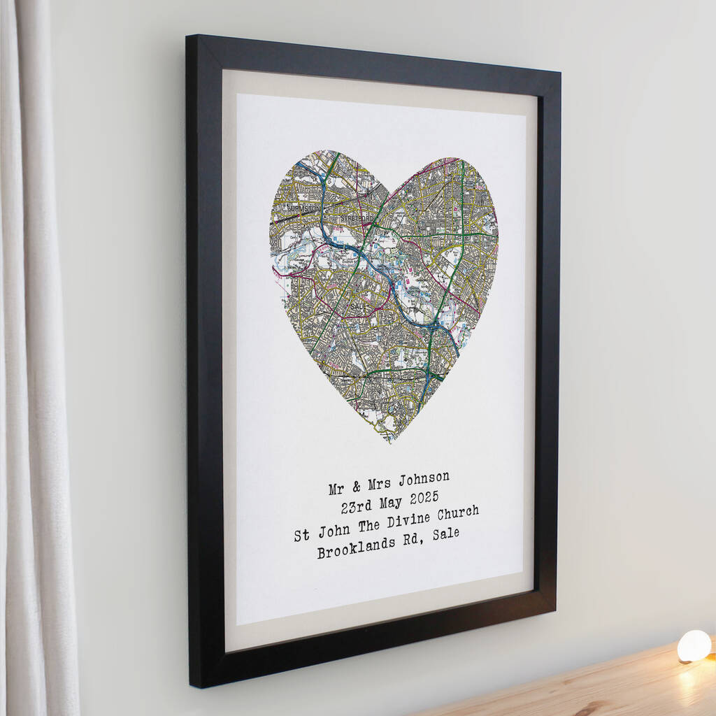 Wedding Anniversary Gifts Personalised Map Location Print