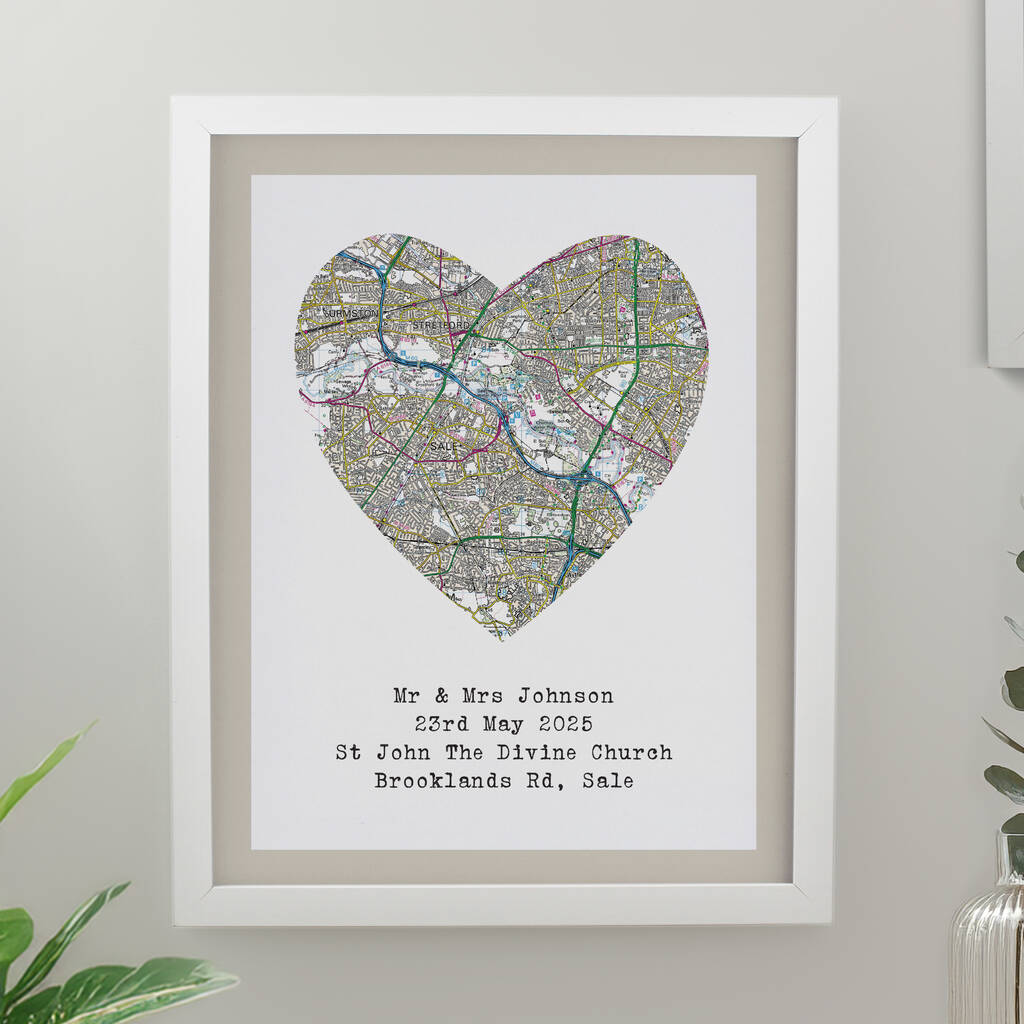 Wedding Anniversary Gifts Personalised Map Location Print