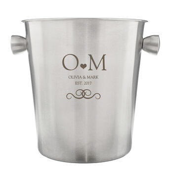 Wedding Anniversary Gifts Personalised Monogram Stainless Steel Ice Bucket