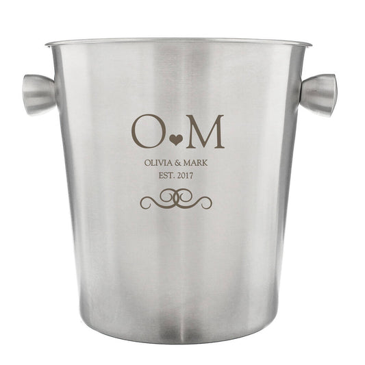 Wedding Anniversary Gifts Personalised Monogram Stainless Steel Ice Bucket