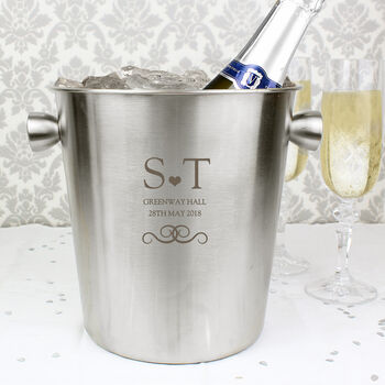 Wedding Anniversary Gifts Personalised Monogram Stainless Steel Ice Bucket