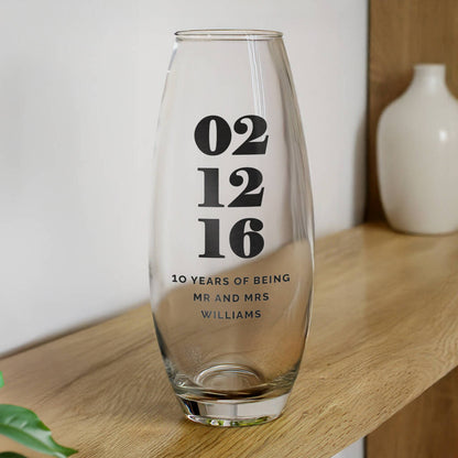 Wedding Anniversary Gifts Personalised Special Date Vase