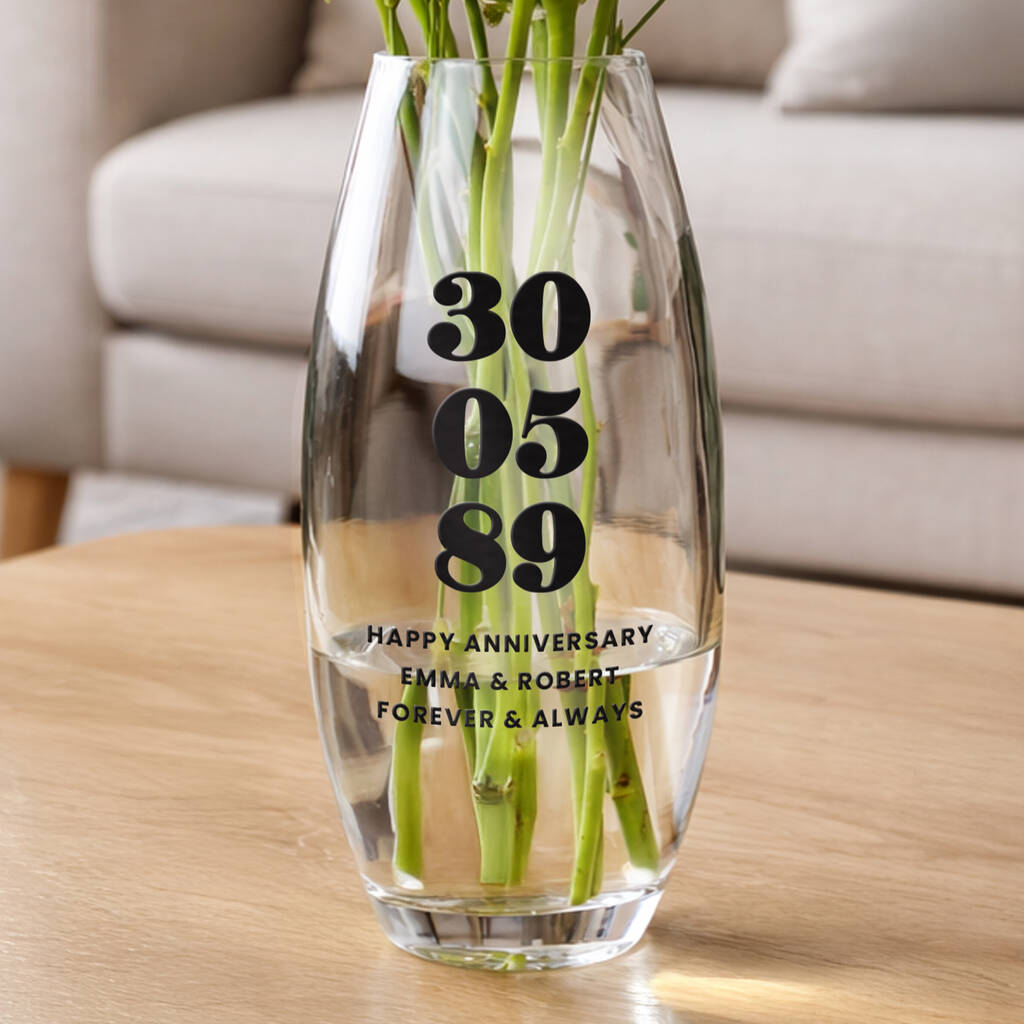 Wedding Anniversary Gifts Personalised Special Date Vase