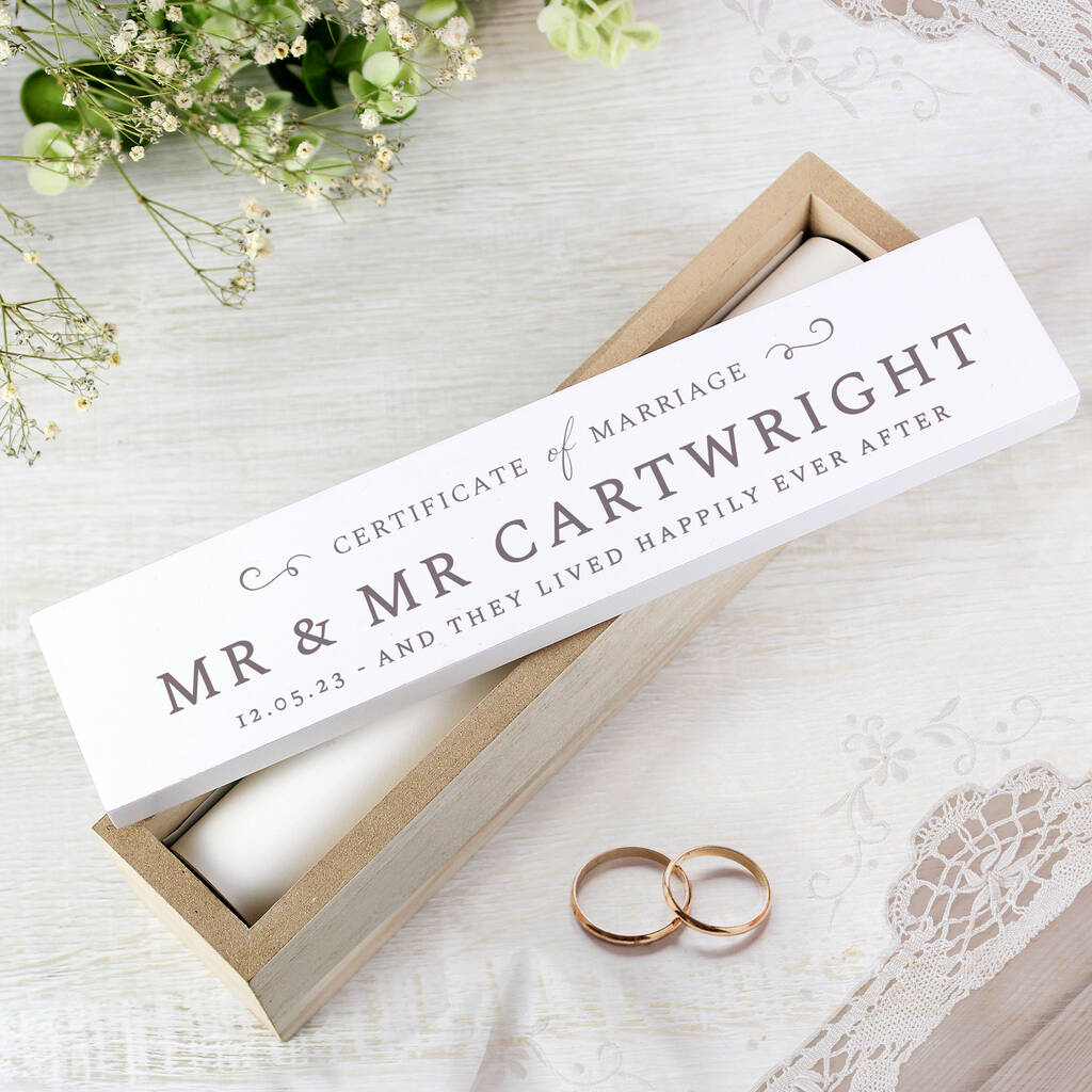 Wedding Certificate Holder Wooden Personalised