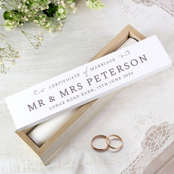 Wedding Certificate Holder Wooden Personalised