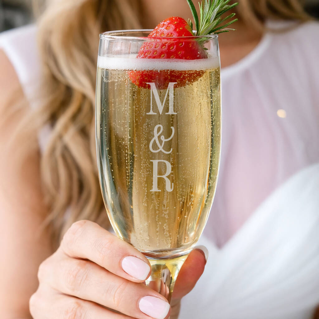 Wedding Gifts For Couples Initials Champagne Flutes Set
