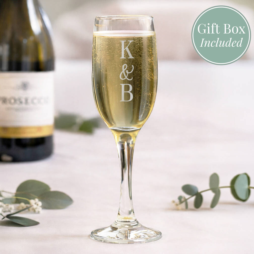 Wedding Gifts For Couples Initials Champagne Flutes Set