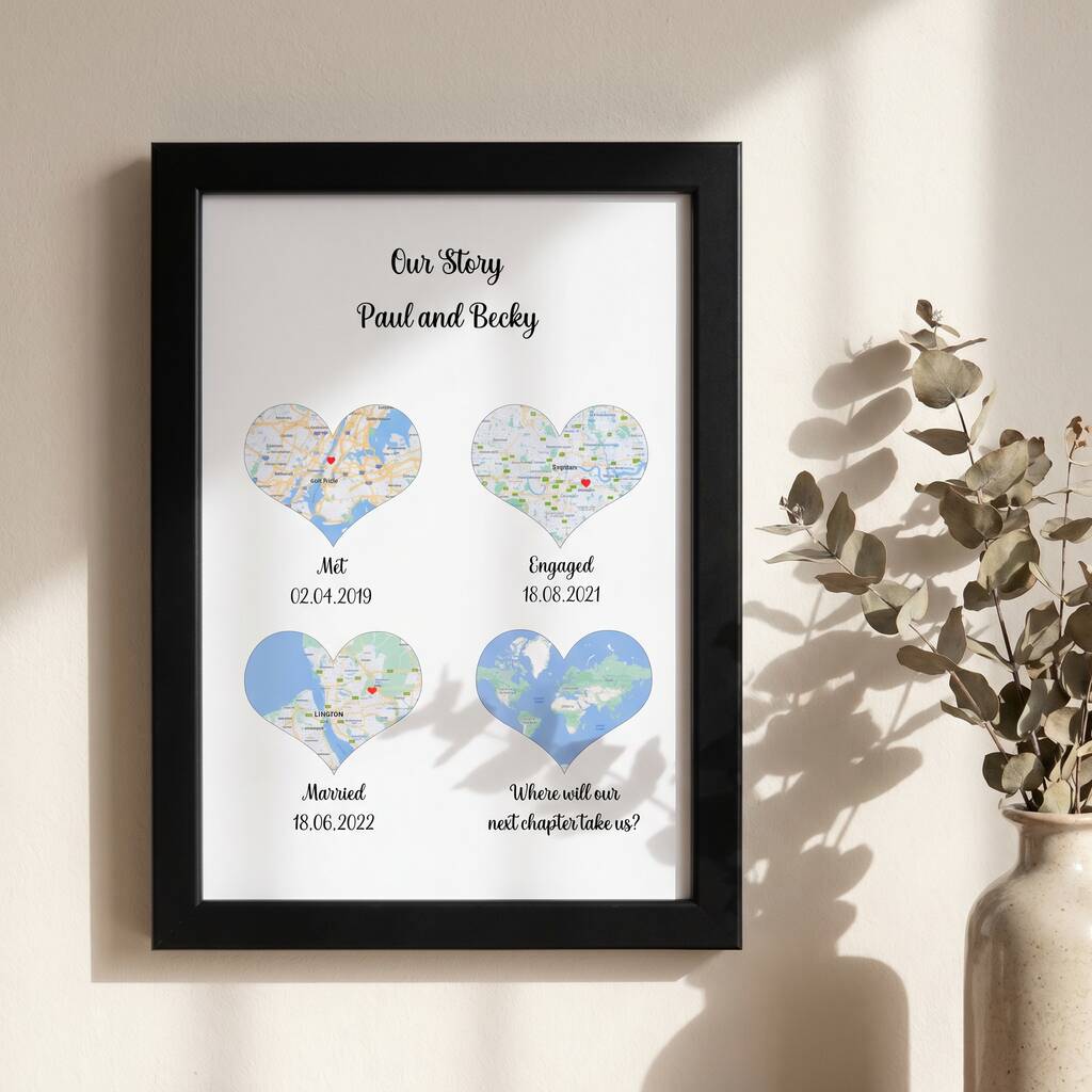 Wedding Gifts Personalised Location Maps Print Met Engaged Married